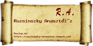 Ruzsinszky Anasztáz névjegykártya